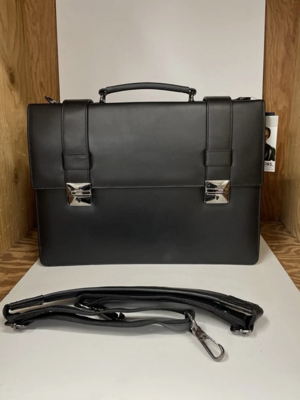 Vtg Wilsons Leather Pelle Studio black leather briefcase laptop messenger bag